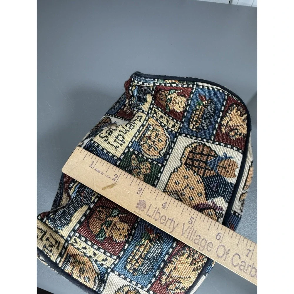 Vintage Friendly Felines Cats Tapestry Makeup Cosmetic Travel Bag Mirror Totes